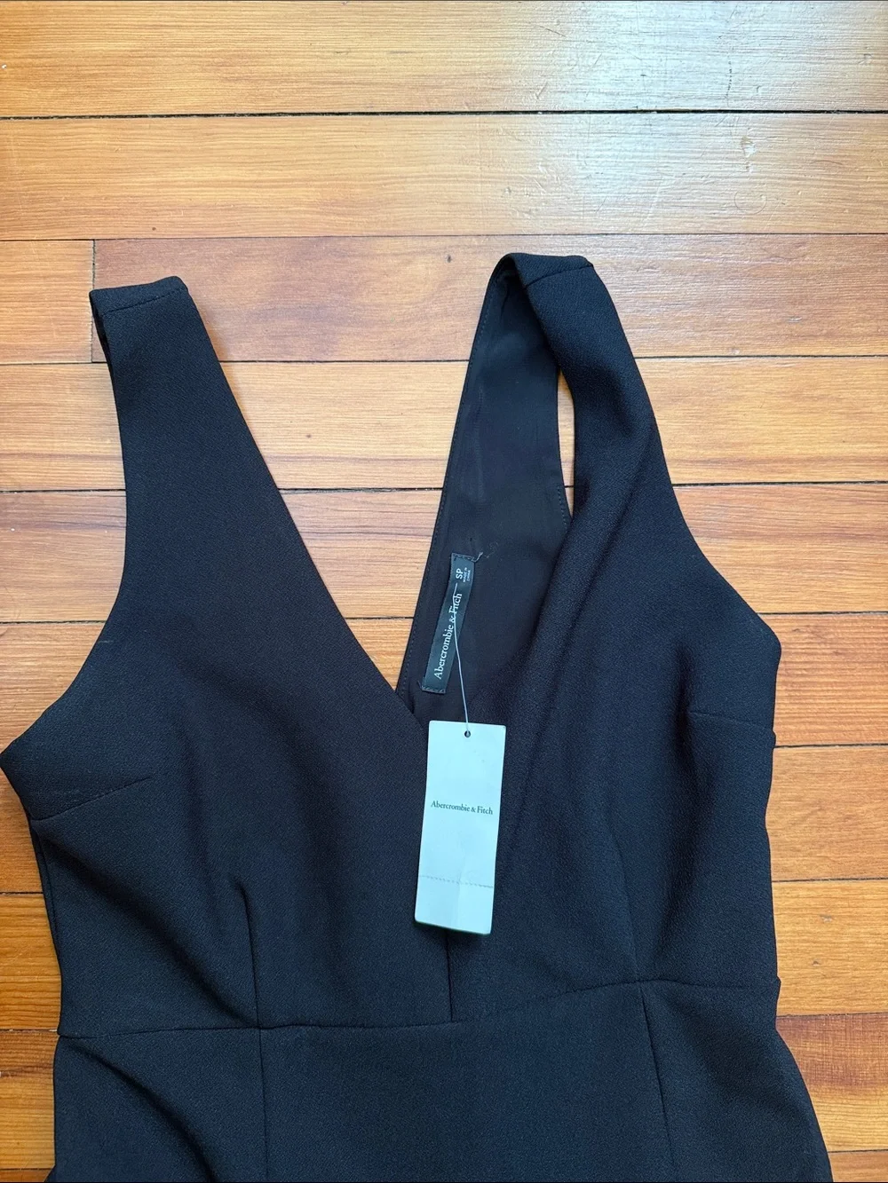 Abercrombie & Fitch Black Sleeveless V-Neck Maxi Dress high slit